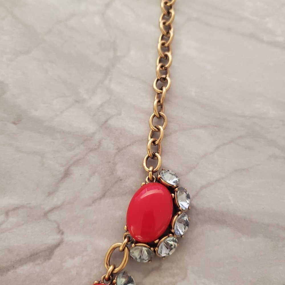 ✨ Stella & Dot Red Rhinestone Crystals Cluster antiqued distressed Statement ✨ - Picture 5 of 13